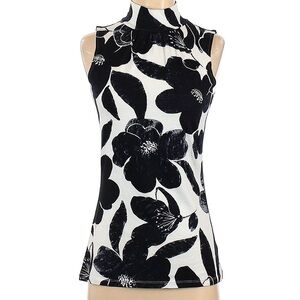 Express Black and White Floral Sleeveless Top